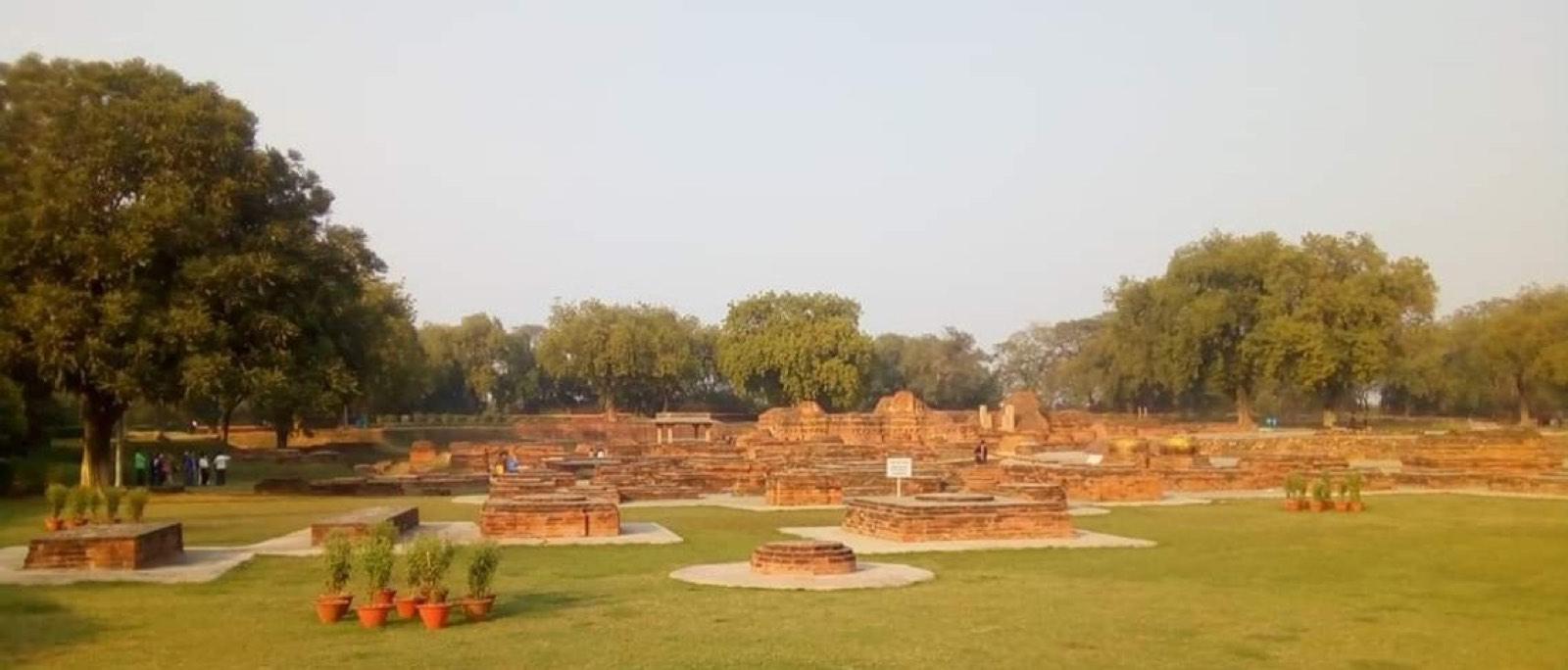 Votive stupas in the Dhamek Stupa complex.